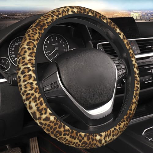 Leopard Cheetah Print Steering Wheel Cover for Women Men Girls Car Accessories Decor Anti-Slip Neoprene Auto Steering Wheel Covers Protector Universal 15 Inch - color: Leopard Cheetah Print
