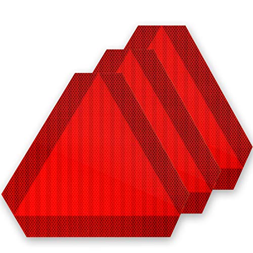 3 Pieces Slow Moving Vehicle Sign Triangle with Reflective Tape Plastic Sign Diamond Grade Reflective for Golf Cart Cars, 14 x 12 Inch(Red and Orange)
