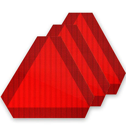 3 Pieces Slow Moving Vehicle Sign Triangle with Reflective Tape Plastic Sign Diamond Grade Reflective for Golf Cart Cars, 14 x 12 Inch(Red and Orange)