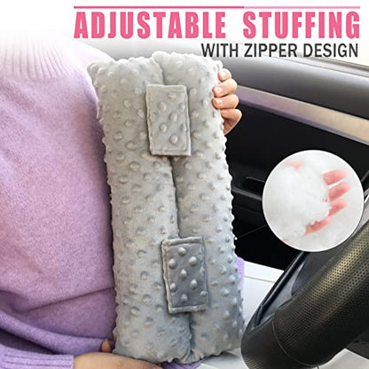Hysterectomy Seatbelt Pillow Post Abdominal Surgery Myomectomy Pillows with Pocket for Ice/Hot Packs Breast Reduction Belly Incision Tummy Tuck C-Section Recovery Patients Gifts Minky Dot Light Gray - color: Minky Dot Light Gray