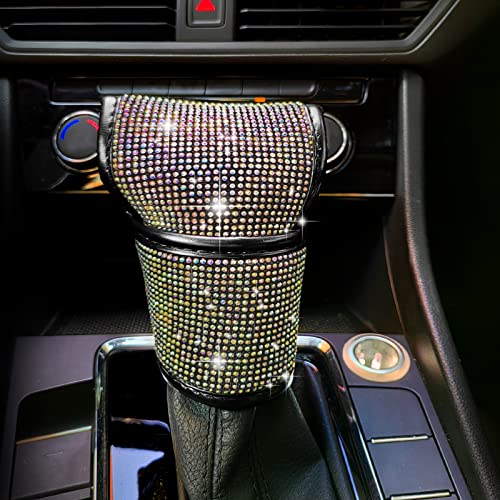 Auto Gear Shift Knob Cover Bling Car Knob Gear Stick Protector PU Leather Shift Gear Cover with Bling Interior Accessories Interior Accessories Universal for SUV Truck (Colorful) - color: Colorful