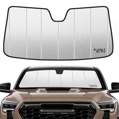 Windshield Sun Shade Compatible for 2024-2025 Toyota Tacoma Silver Reflective Foldable Front Sun Visor Sunshade Protector with Storage Bag Keep Interior Cool - size: 2024-2025-Toyota-Tacoma