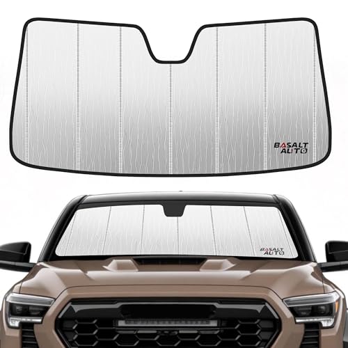 Windshield Sun Shade Compatible for 2024-2025 Toyota Tacoma Silver Reflective Foldable Front Sun Visor Sunshade Protector with Storage Bag Keep Interior Cool - size: 2024-2025-Toyota-Tacoma