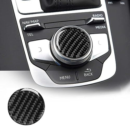Carbon Fiber Car Interior Central Control Multimedia knob Cover Trim for Audi A3 A4 2014-2019