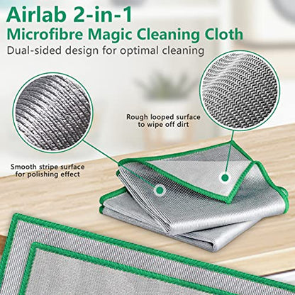 Glass Polishing Cloth Streak Free Miracle Cleaning Cloth Lint Free Microfiber Cleaning Rags for Glasses Kitchen Dish Mirrors Easy Clean, Pack of 6, 12" x 12" - color: Sliver, Pack of 6