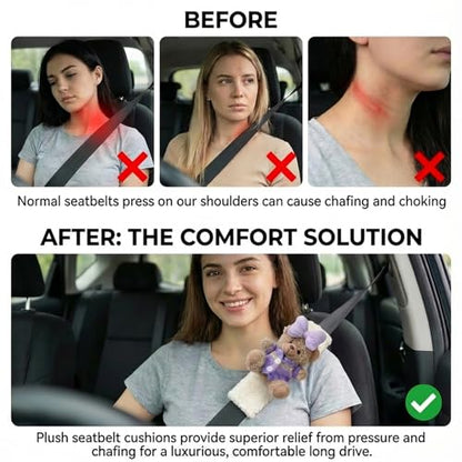 UNICOLD 2 Pack Plush Seatbelt Cover Shoulder Pad,Ultra-Soft Car Seat Belt Cushion for Adults & Kids, Relieves Neck & Shoulder Discomfort, Universal Fit for Cars, SUVs, Backpacks (Purple) - color: Purple