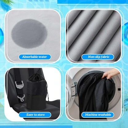 Hahafelt 2 Pack Car Seat Towel Covers with Storage Bag, 63 x 32 Inch Universal Non Slip Waterproof Sweat Protector for Car Truck, Gym Swimming Running, Machine Washable (Black,Gray) - style: Black,Gray
