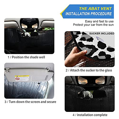 Car Windshield Sunshade Black and White Leopard Trucks Auto Blocks Sun Visor Keep Your Vehicle Cool UV and Heat Reflector