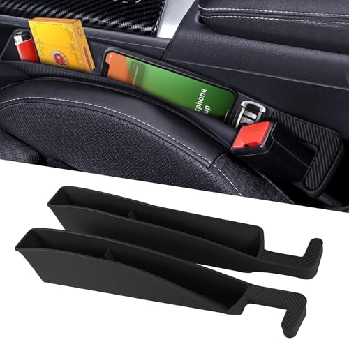 2PCS Car Seat Gap Filler Organizer, Multifunctional Seat Gap Storage Box for Phone Key, Stop Things from Dropping Between Seat and Console, Universal Interior Car Accessories (Black) - color: Black