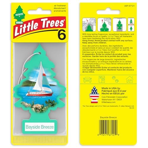 LITTLE TREES Car Air Freshener | Hanging Tree Provides Long Lasting Scent for Auto and Home | 24 Air Fresheners |Bayside Breeze - color: Bayside Breeze