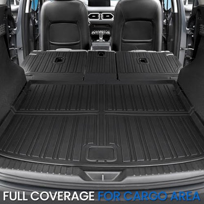 Floor Mats Set for 2017-2025 Mazda CX-5, All Weather TPE Backrest Mat Trunk Mat Cargo Liner Door Sill Guards Accessories for CX5 (Full Mats Set) - style: Floor Mats Set