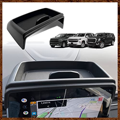 Muslogy Dashboard Storage Box Compatible with 2021 2022 2023 2024 GMC Yukon Chevy Tahoe Suburban Accessories Insert Behind Screen Console Organizer for Tahoe Suburban 2021-2024 Not for Denali(Black) - color: Black, size: Dash Storage Tray