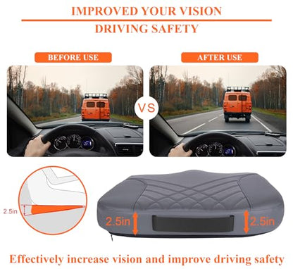 kingphenix Premium Car Seat Cushion, Memory Foam Driver Seat Cushion to Improve Driving View- Coccyx & Lower Back Pain Relief - Seat Cushion for Car, Truck, Office Chair (Leather Dark Gray) - color: Leather Dark Gray