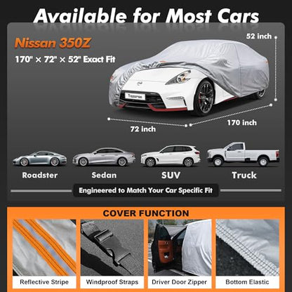 Car Cover Waterproof All-Weather,Heavy-Duty Outdoor Full Exterior Automobiles Sedan/Coupe (Length 166-178 inch) with Windshield Sun Shade Universal Fit Porsche 718, Versa, BRZ, Supra etc - size: Fit Coupe Length 166-178 Inch(3m-0)