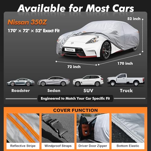 Car Cover Waterproof All-Weather,Heavy-Duty Outdoor Full Exterior Automobiles Sedan/Coupe (Length 166-178 inch) with Windshield Sun Shade Universal Fit Porsche 718, Versa, BRZ, Supra etc - size: Fit Coupe Length 166-178 Inch(3m-0)