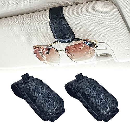 Yuoyar 2 Packs Magnetic Sunglass Holder for Car Visor - Universal Sunglasses Clip for Different Size Eyeglasses - Convenient Interior Car Accessories (Black) - color: Black, size: 2pcs