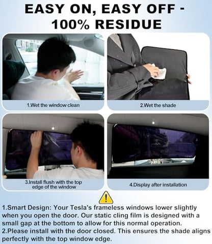 XCBYT Car Window Shades for Tesla Model Y 2020-2024 (Not for 2025 2026 Model Y Juniper) | Static Cling Rear Side Sun Shade, UV & Heat Blocking, Privacy Protection, Easy On & Off - size: Model Y(2020-2024) - 2PCS