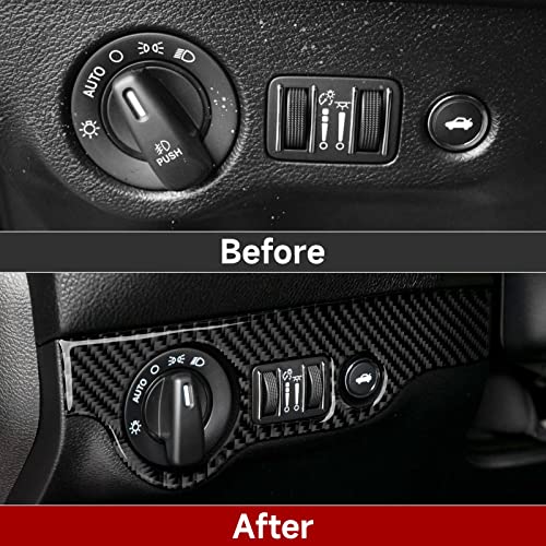 Car Headlight Switch Control Cover Decals for 2011-2023 Chrysler 300 / 300C / 300S / Limited/Touring/Base Accessories Carbon Fiber Stickers - color: Headlight Switch Cover Trim