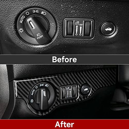 Car Headlight Switch Control Cover Decals for 2011-2023 Chrysler 300 / 300C / 300S / Limited/Touring/Base Accessories Carbon Fiber Stickers - color: Headlight Switch Cover Trim