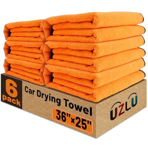 6PCS Microfiber Towels for Cars 36x25 Inch Microfiber Cleaning Cloths Bulk Soft Car Detailng Towel Cloths 450 GSM Detailing Buffing Quick Drying Towel Polishing Waxing Auto Detailing Towel Cloth - color: Orange, size: 36x25in-6 PCS