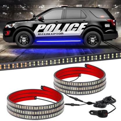 XRIDONSEN 2PCS 60 inch Blue Running Board Emergency Lights Strip 720 LED Strobe Lights Flashing Warning Safety First Responder Light for Police Firefighter Vehicles Ambulance Trucks Pickup SUV - color: Blue