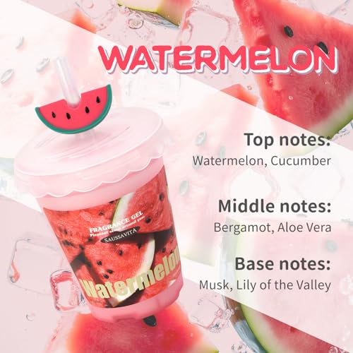 Diffusers for Home Watermelon Scent 2 Pack, Bathroom Diffuser Fruit Cup Shape for Office, Air Freshener Diffuser Gel Leak-Proof Car & Room, Bathroom Scent Diffuser for Friends and Family - color: Watermelon
