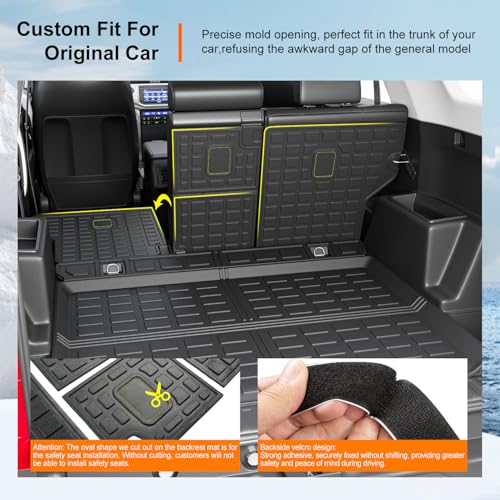 powoq Cargo Mat Compatible with 2010-2024 Toyota 4Runner Back Seat Protector Replacement for 2010-2024 Toyota 4Runner 5 Seater Accessories (Fit W/O Sliding Tray, Rear Backrest Mats+Rear Trunk Mat) - size: Compatible with Toyota 4Runner | 2010-2024