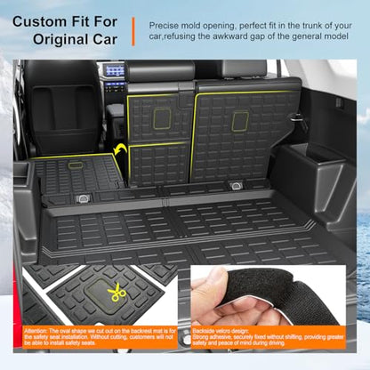 powoq Cargo Mat Compatible with 2010-2024 Toyota 4Runner Back Seat Protector Replacement for 2010-2024 Toyota 4Runner 5 Seater Accessories (Fit W/O Sliding Tray, Rear Backrest Mats+Rear Trunk Mat) - size: Compatible with Toyota 4Runner | 2010-2024