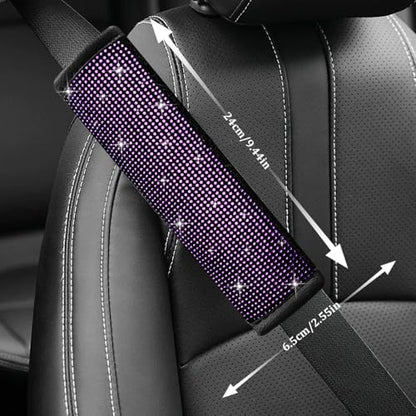 2PCS Bling Seat Belt Covers, Seat Belt Cover Pad, Car Seatbelt Shoulder Pads with Rhinestone, Auto Accessories Comfortable Automotive Neck Shoulder Mat Cushion for Car Truck SUV (Purple) - color: Purple