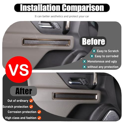 Car Interior Door Panel Trim Sticker for Hummer EV Accessories,Genuine Carbon Fiber 4-Inner Side Door Handle Panel Trim Molding Kit Compatible with Hummer EV SUV Truck 2022 2023 2024 2025+ (Black)