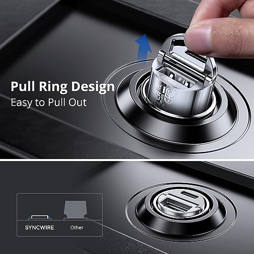 USB C Car Charger Syncwire 90W [PD 45W & QC 45W] USB Car Charger Adapter Fast Charging [Super Mini & All Metal] Compatible with iPhone 15/14 Pro Max Plus 13 12 Samsung S23/S22/21 Note 22, Pixel, iPad - color: Silver