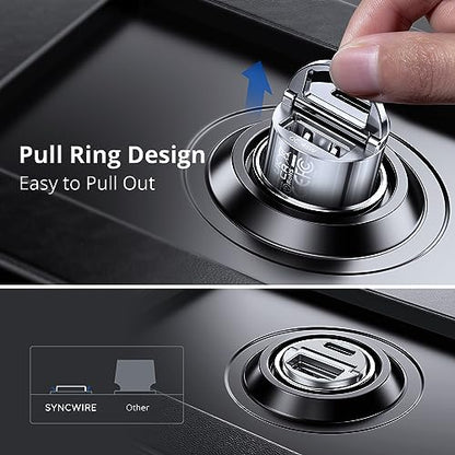 USB C Car Charger Syncwire 90W [PD 45W & QC 45W] USB Car Charger Adapter Fast Charging [Super Mini & All Metal] Compatible with iPhone 15/14 Pro Max Plus 13 12 Samsung S23/S22/21 Note 22, Pixel, iPad - color: Silver