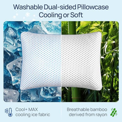 Cooling Shredded Memory Foam Travel & Camping Pillow Large, Adjustable College Dorm Pillow for Home-Like Comfort,Compressible Portable & Medium Firm Neck Support, Ideal Sleeping, Car, Airplane - size: L - 23 x 16 Inch