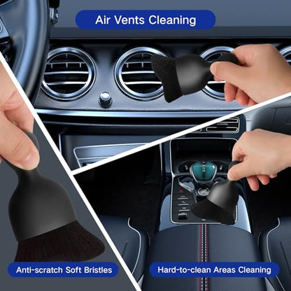 Qydipclin 10pcs Windshield Cleaning Tool Inside Car Window Cleaner Wash Kit with 4 Reusable Microfiber Pads 1 Spray Bottle and Extendable Handle Interior Auto Glass Wiper Kit, Multicolor - color: Blue & Green & Gray & Red