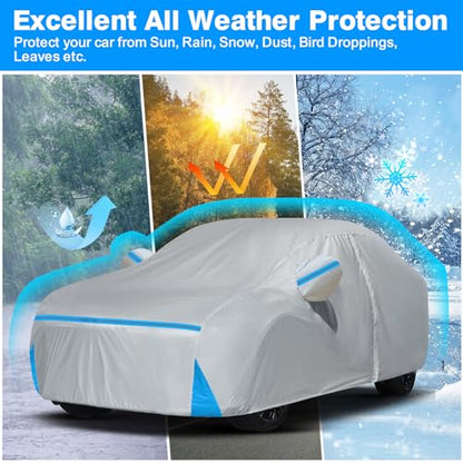 Car Cover for 2002-2026 Mini Cooper 2 Door, Waterproof Custom-fit All Weather Sun Rain UV Dust Snow Protection Windproof Outdoor Full Car Cover with Door Zipper and Cotton Lining-Grey - size: Mini Cooper 2 Door