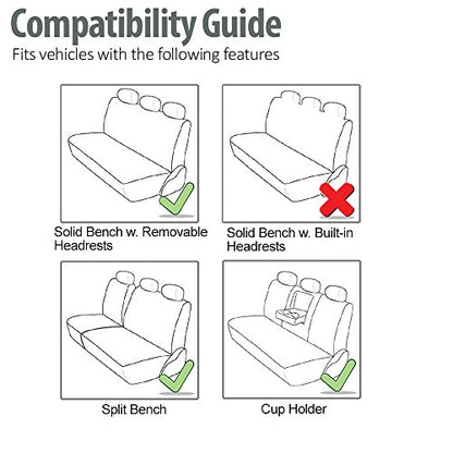 FH Group Car Seat Covers Rome PU Leather Split Bench Seat Covers w. 3 Headrests - Fit Most Car, Truck, SUV, or Van (Solid Gray) PU009013 - color: Gray, size: Rear Set