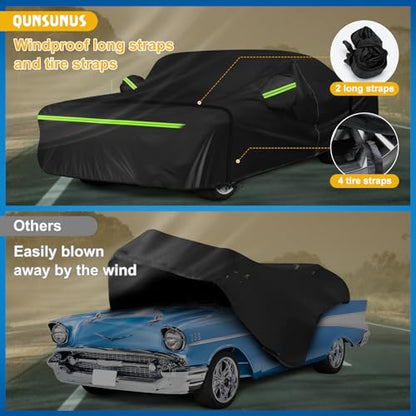 QUNSUNUS Waterproof Car Cover for Chevrolet Bel Air/150/210 1950-1957 Sedan/Coupe/Hardtop, All Weather Outdoor Car Covers with Zipper, Straps and Elastic Edge - color: for Chevrolet Bel Air/150/210