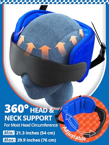 SARISUN Travel Pillows for Airplanes, Airplane Pillow with Brown-Red Sleep Eye Mask, 360° Neck Support Headrest, Portable Airplane Travel Essentials, Adjustable Airplane Head Strap, Stop Bobblehead - color: Brown Red