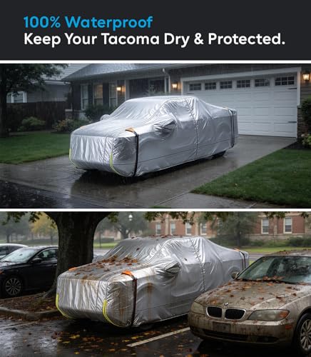 Wigoo Toyota Tacoma Car Cover 2016-2026, Custom Fit Waterproof All Weather Outdoor Full Exterior Truck Cover, Windproof UV Rain Snow Dust Protection, Paint-Safe Lining, Door Zipper, Tacoma Accessories - size: For Tacoma (2016-2026)