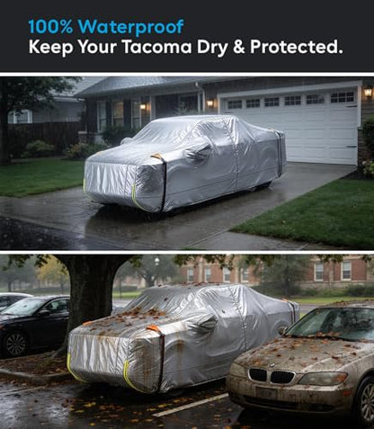 Wigoo Toyota Tacoma Car Cover 2016-2026, Custom Fit Waterproof All Weather Outdoor Full Exterior Truck Cover, Windproof UV Rain Snow Dust Protection, Paint-Safe Lining, Door Zipper, Tacoma Accessories - size: For Tacoma (2016-2026)