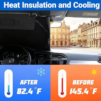 6 PCS Car Windshield Sunshade, Foldable Side Window Sun Shade with Storage Bag Front Rear Windshield and 4 Side Window Shades, Privacy Protection Cover Block UV Rays, Keep Cool for Most Cars