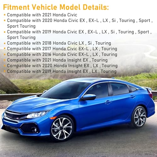 Moonlinks Compatible with 2016-2021 Honda Civic Side Mirror Cover Replacement,Aegean Blue Metallic LH & RH Side Door Rearview Mirror Cap Trim for 10th Gen Civic,2019-2022 Insight (1 Pair) - size: 10th-pair Blue