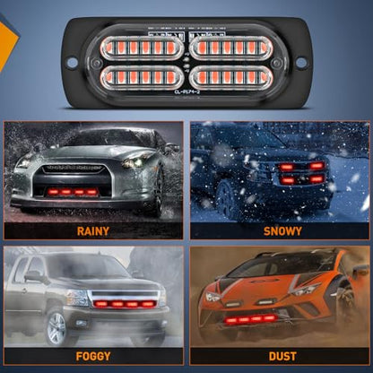 Nilight 4PCS LED Strobe lights 12V 24V Sync Feature Red 24LED Emergency Hazard Warning Lights with Controller Hard Wire or Cigarette Lighter Plug for Car Truck RVs Campers - color: Red w/Controller