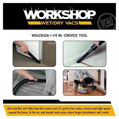 WORKSHOP Wet/Dry Vacs Shop Vacuum Accessories WS12502A Crevice Tool Attachment for Wet Dry Vacuum Cleaners, Fits 1-1/4-inch Extension Wands and Hoses - size: 1-1/4"
