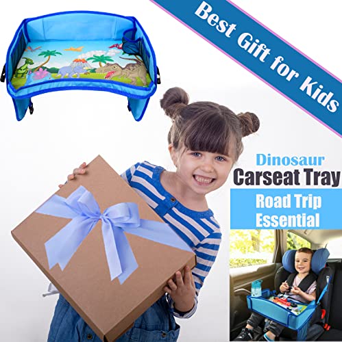 ecoZen Lifestyle Kids Travel Tray & Toddler Lap Desk Organizer - Airplane and Car Seat Table for Road Trip Essentials - Airplane Must Haves for Toddlers - Carseat Tray Kid Travel - Lap Table - color: Blue