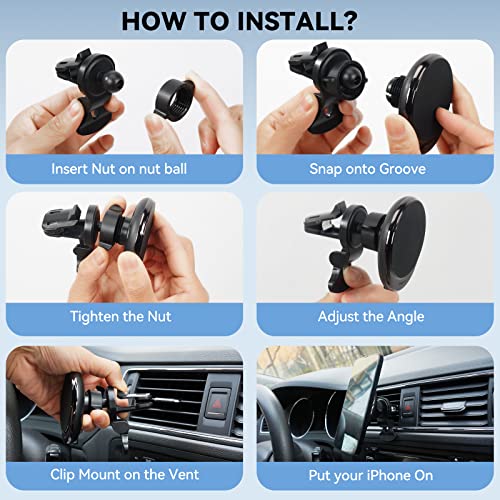 Magsafe Car Mount Wireless Car Charger [15W PRO ] Universal Vent Car Charging Fits iPhone16 Pro Max Plus Mini 17 16 15 14 13 12