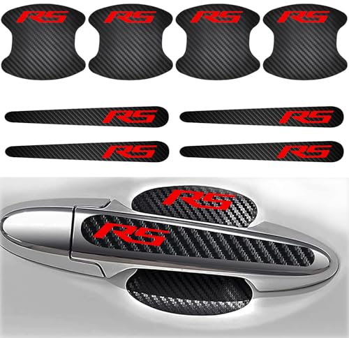 8PCS Car Door Handle Scratch Protectors, Carbon Fiber Textured Door Handle Bowl Sticker Compatible with Chevy Camaro RS Auto Exterior Decor Universal for Cars SUV Truck RV - color: TXWMWRS