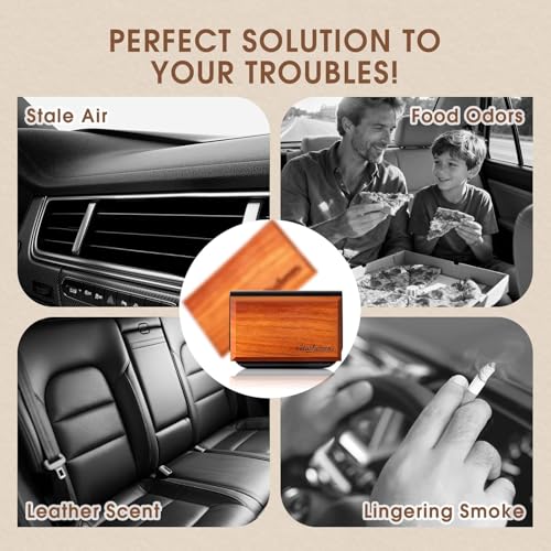 6 Pack Wood Car Air Freshener -3 Scents(Amber-Teak-Pine) Wooden Air Freshener, Natural Essential Oil Scents - Metal Clip Included - style: 6 Pcs-2