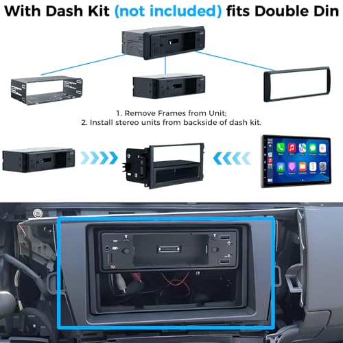 PLZ 10.1" Wireless Single Din Car Radio Stereo with Apple Carplay Android Auto Touch Screen, Car Play Audio Receivers Headunit, Bluetooth 5.3, Backup Camera, 240W, 2 Subwoofers, Navigation, FM/AM, SWC - size: 10.1"
