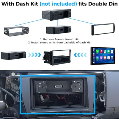 PLZ 10.1" Wireless Single Din Car Radio Stereo with Apple Carplay Android Auto Touch Screen, Car Play Audio Receivers Headunit, Bluetooth 5.3, Backup Camera, 240W, 2 Subwoofers, Navigation, FM/AM, SWC - size: 10.1"